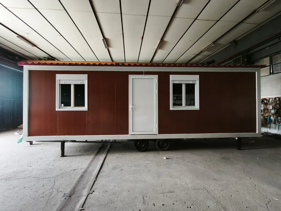 Wood-look Classic Line seen straight on inside the factory